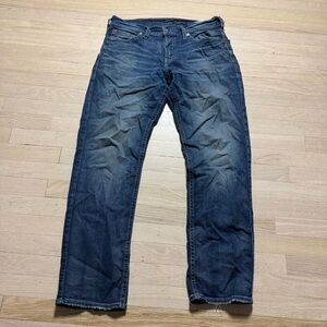 Silver Jeans Co Hunter Men's Straight Leg Jeans W32 L32 Blue Denim